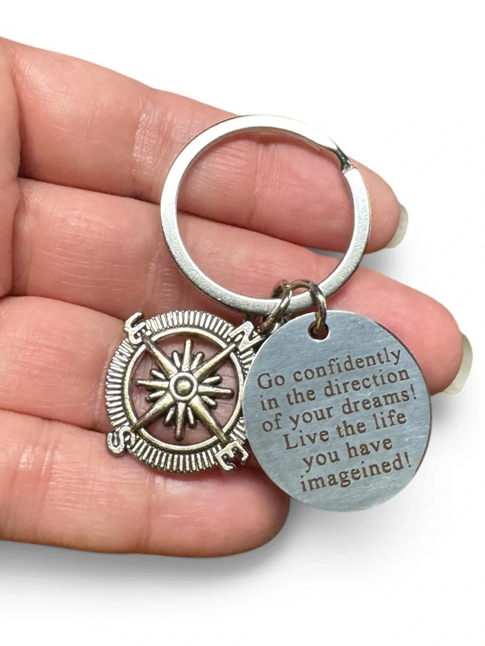 Inspirational Graduation Compass Keychain NIP